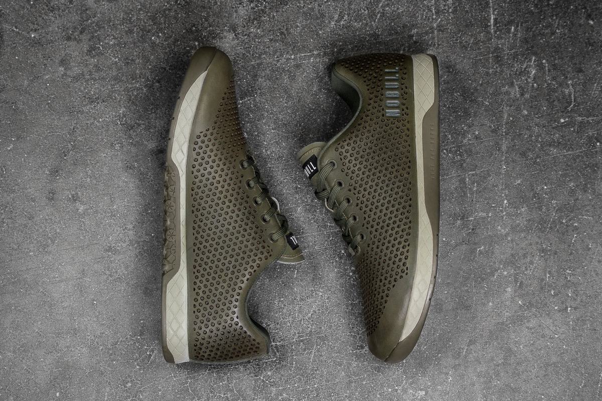 Nobull Leather Men's Trainers Olive | Australia (FZ2891)